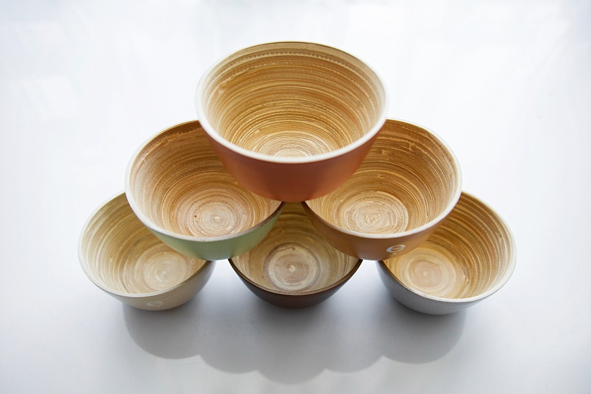 round spun bamboo bowl set