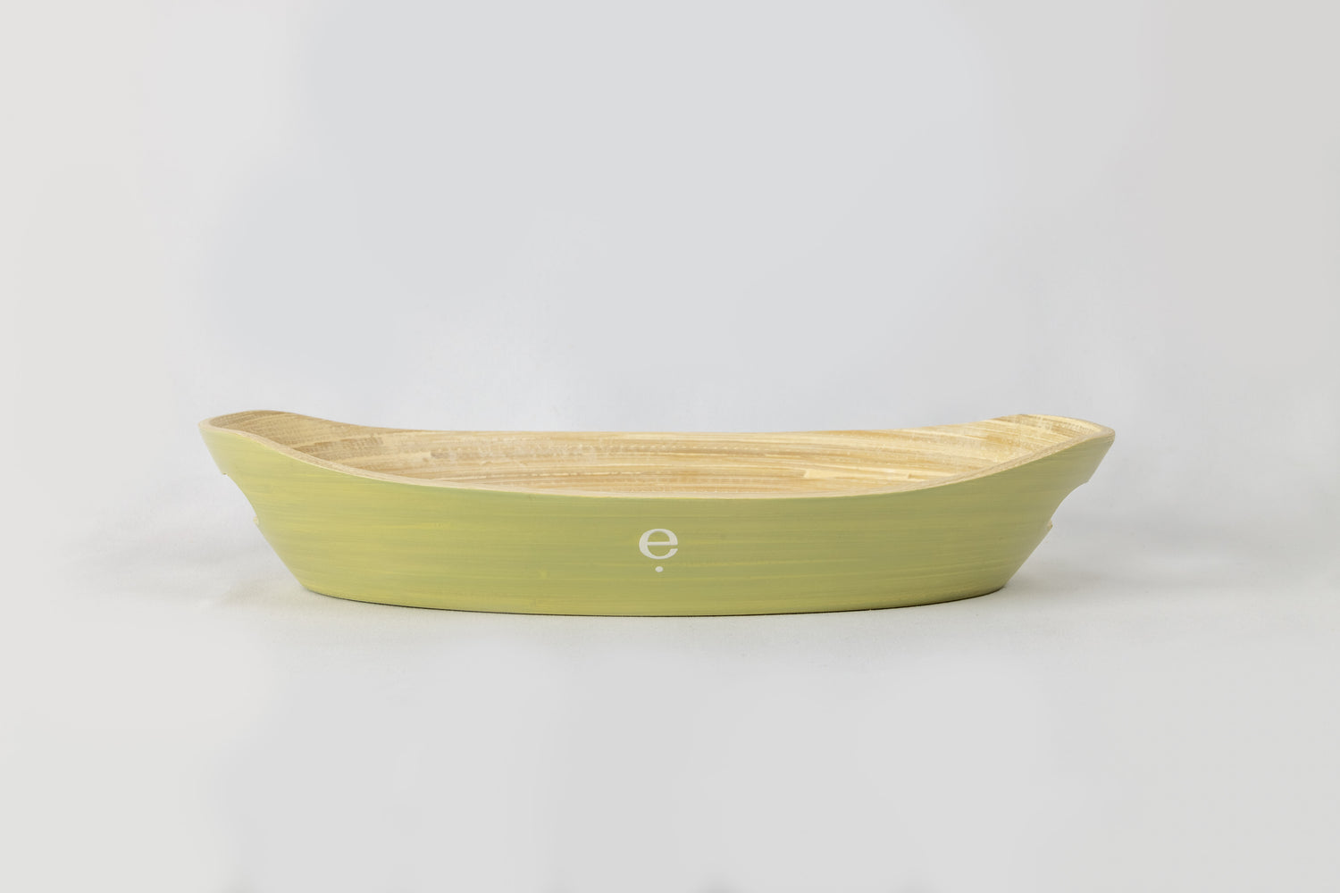 Medium green natural spun bamboo oval Montessori tray