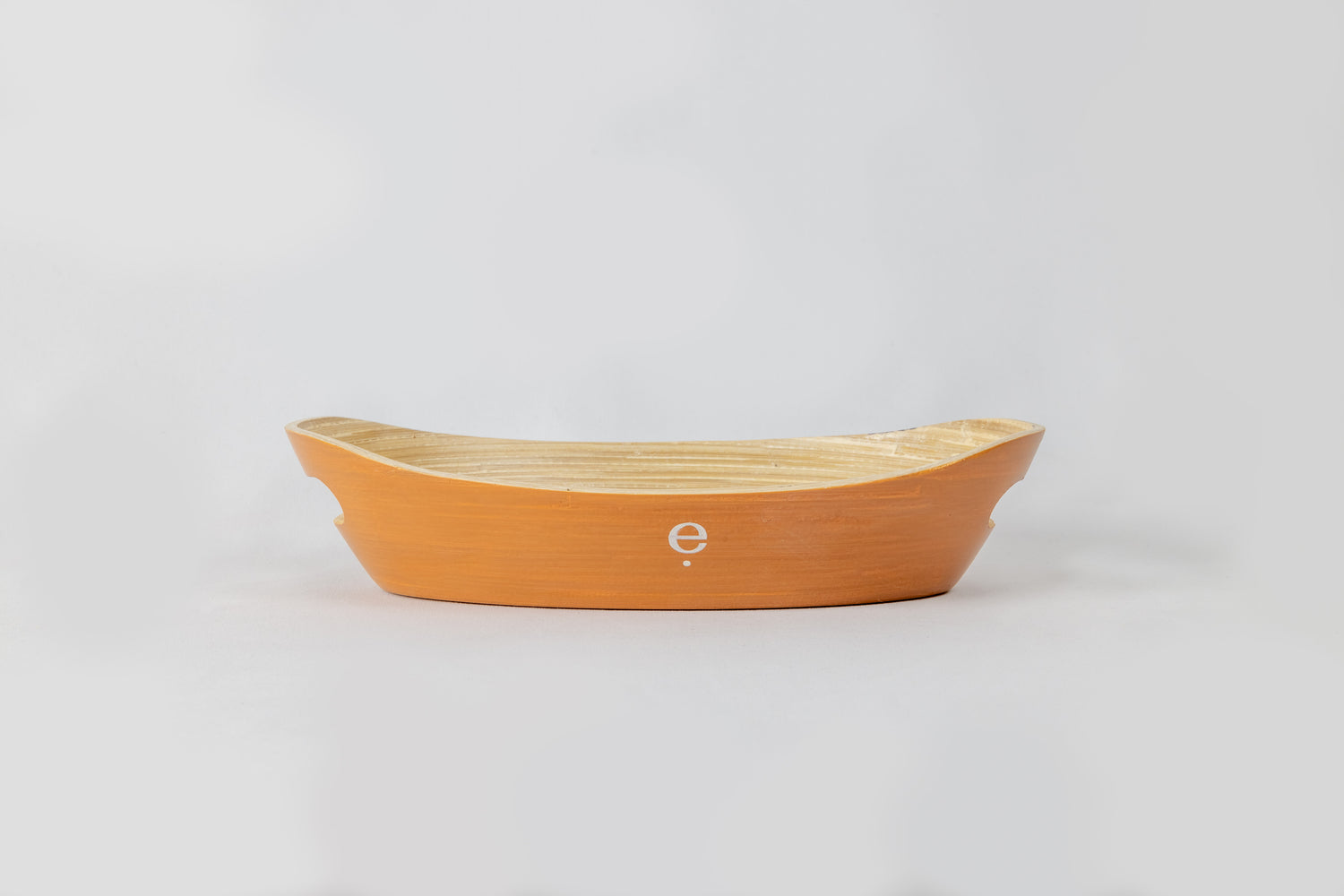 Small ochre natural spun bamboo oval Montessori tray
