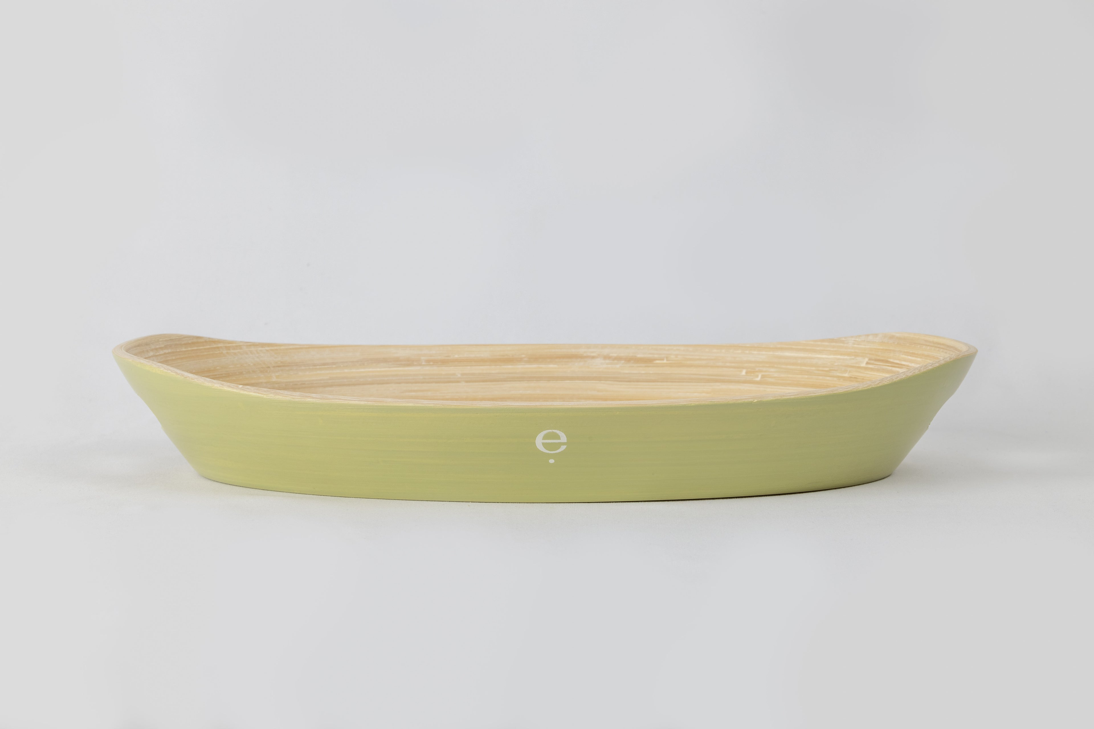 Large green natural spun bamboo oval Montessori tray