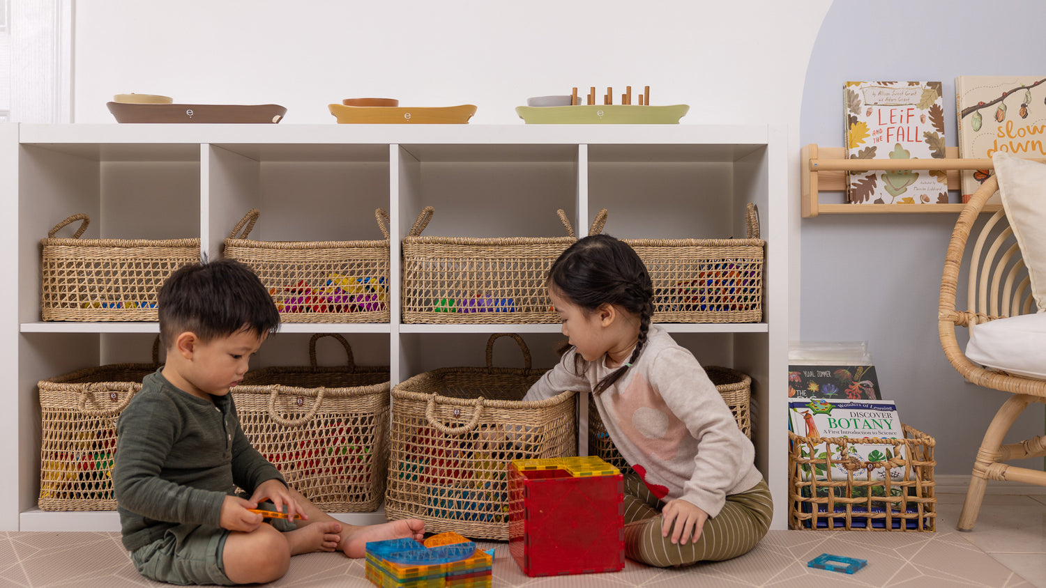 children playing in a montessori play space