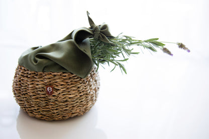 Outdoor Montessori basket styled with lavender