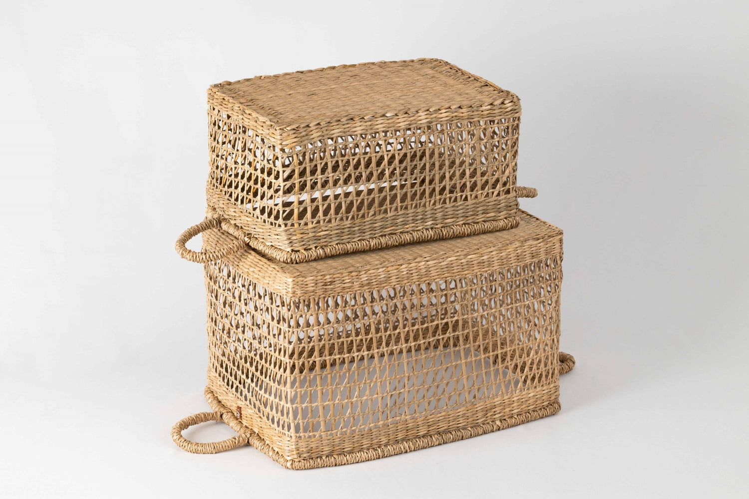 Montessori rectangular baskets stacked on top of each other