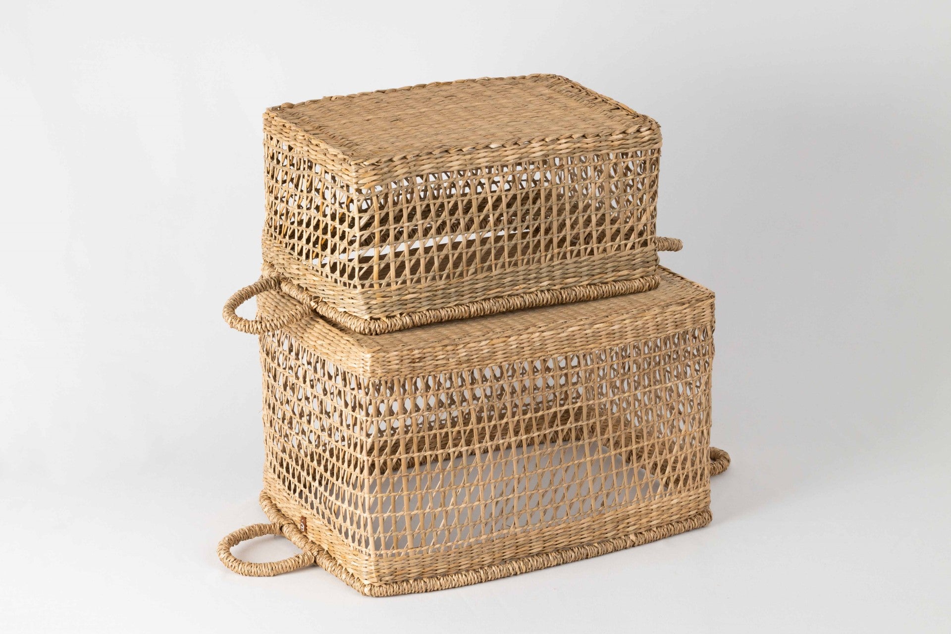 Montessori rectangular baskets stacked on top of each other