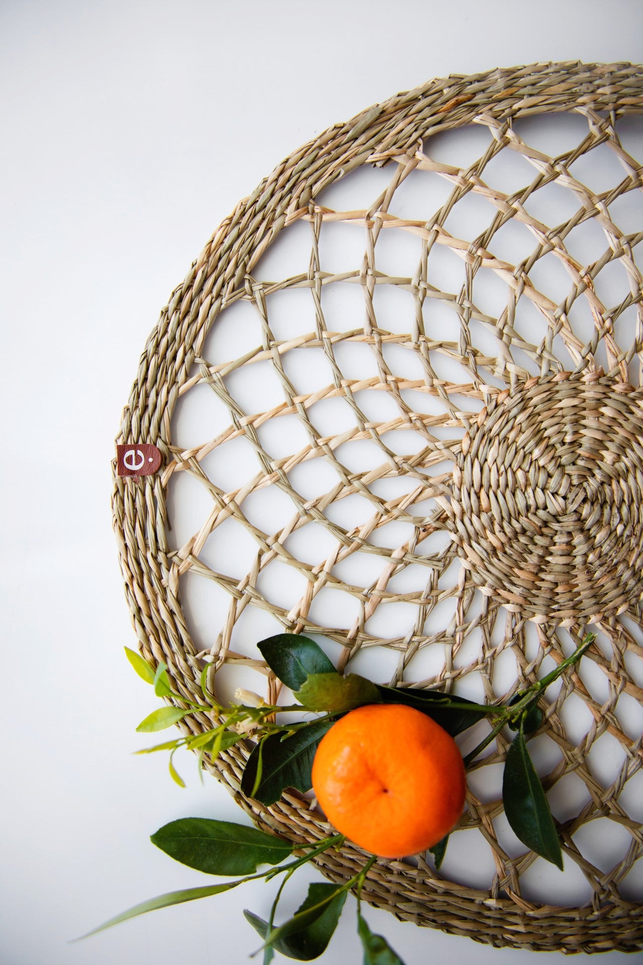 close up image of natural seagrass weaving loom