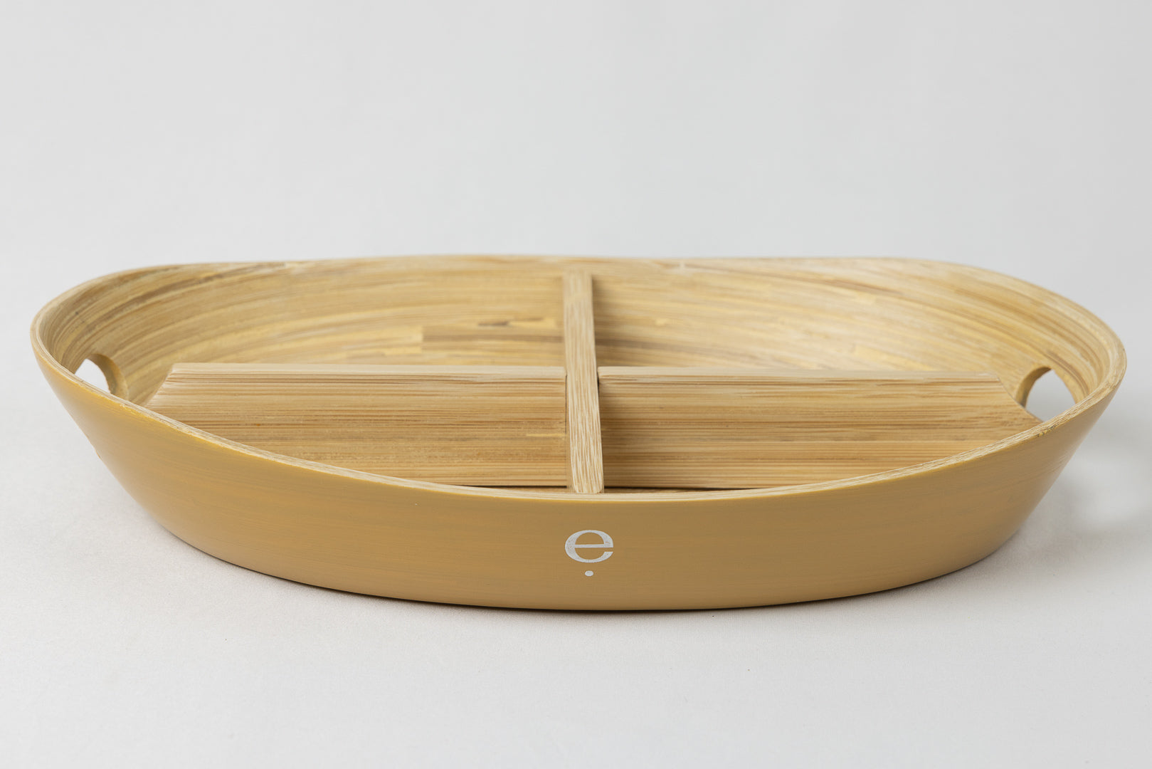 Montessori spun bamboo oval tray with removable divider