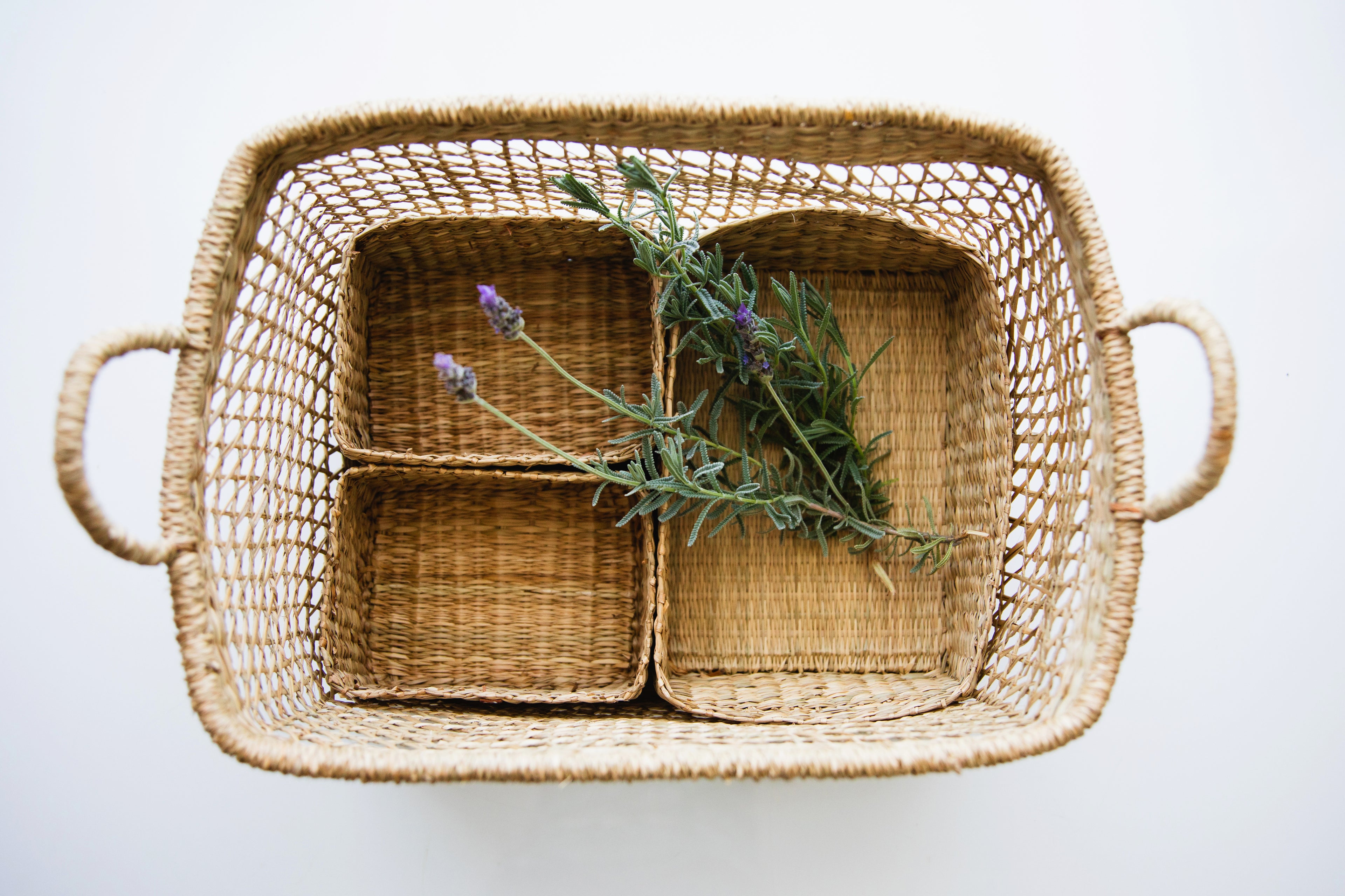 Montessori 3 piece mini basket set inside large seagrass basket