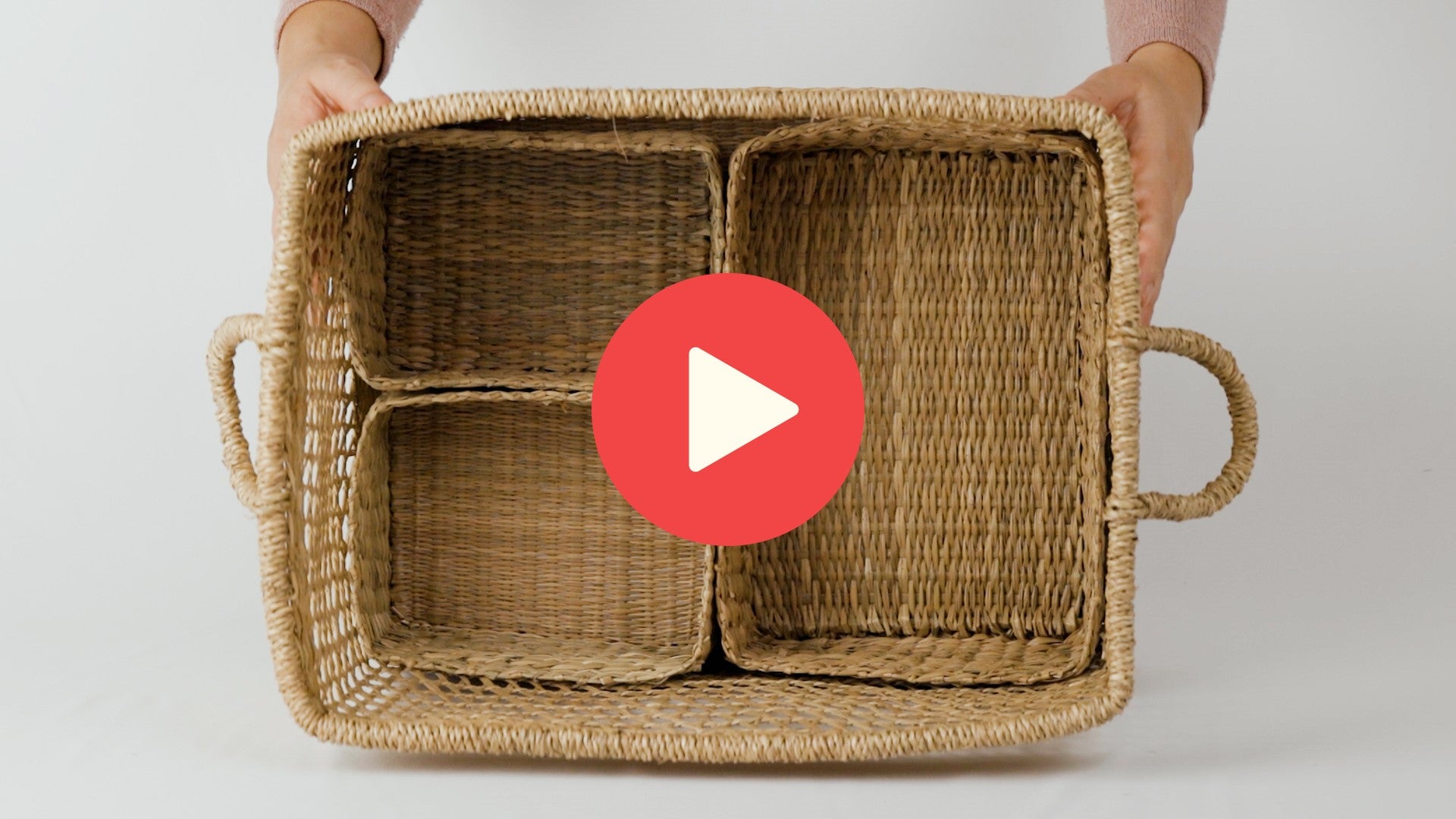 Video of 3 piece mini basket set fitting inside large Montessori seagrass basket