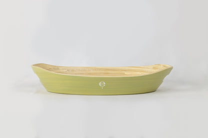 Medium green natural spun bamboo oval Montessori tray